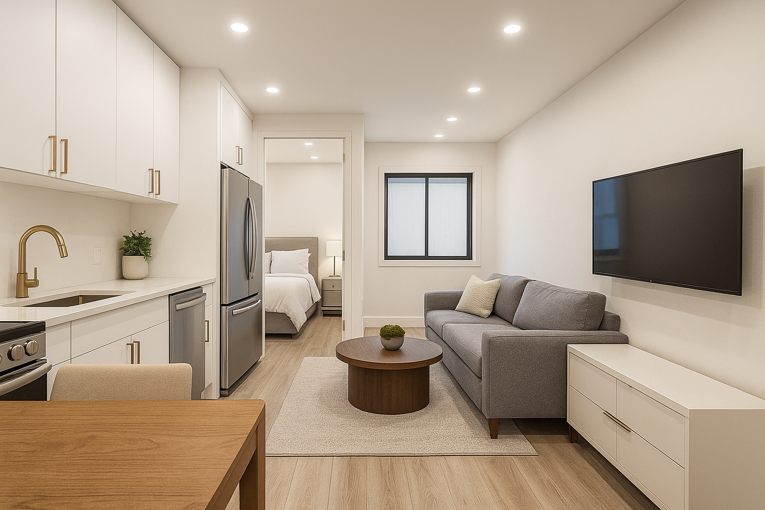 Modern Modular Home Interior Living Space - Open Concept Design with Natural Light and Contemporary Furnishings